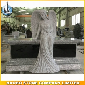 Granite Angel Bench Headstone