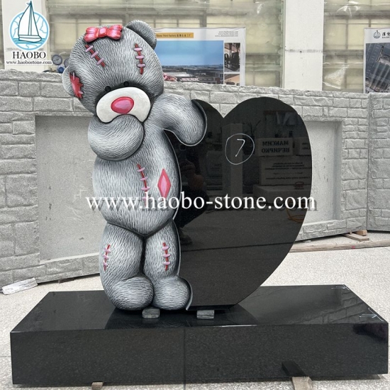 High Quality India Black Bear Carving Tombstone HAOBO-STONE